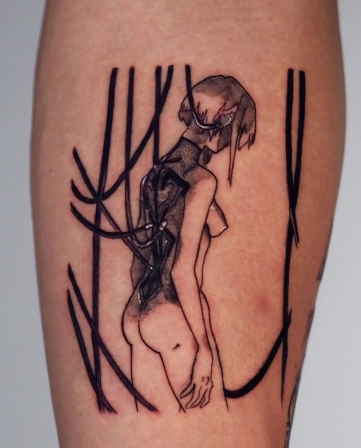 Abstract anime character figure with artistic style by Sara at Omnia Tattoo Melbourne